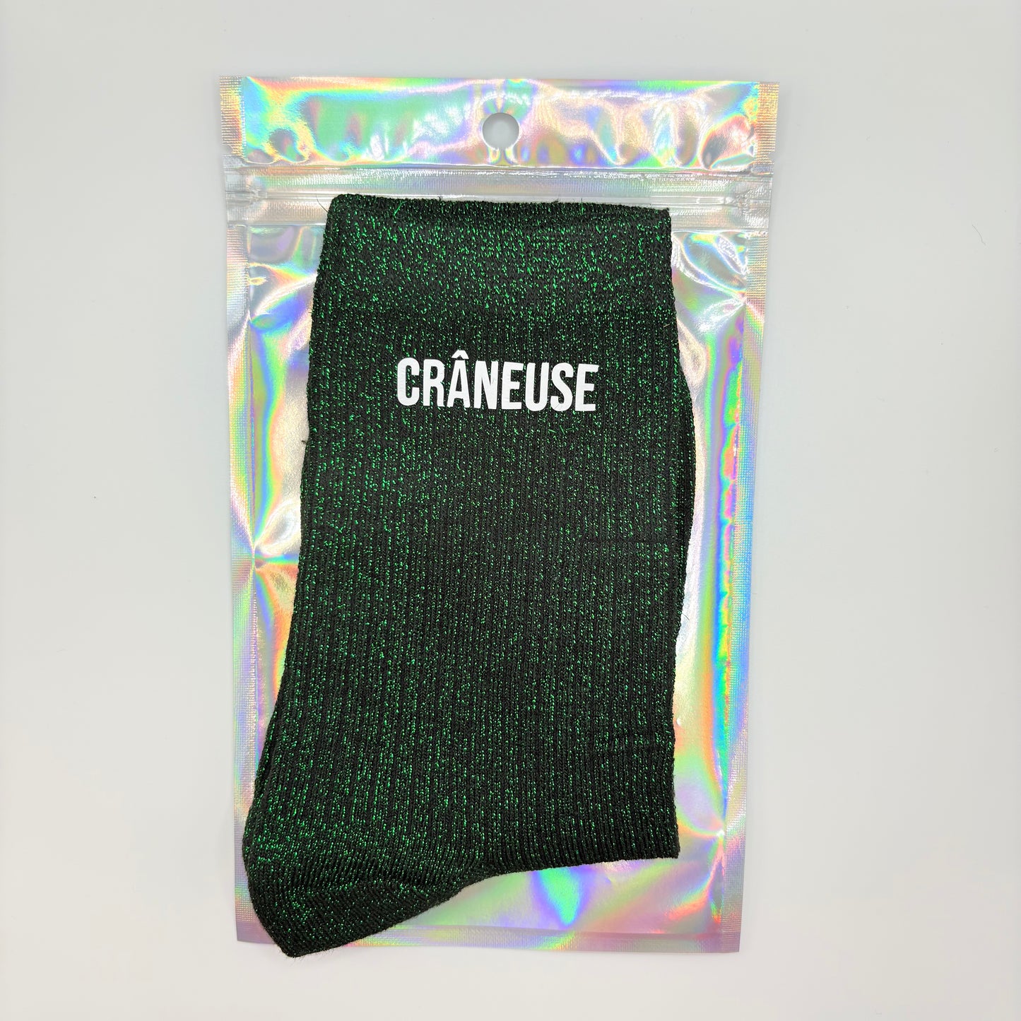 🧦 Chaussettes pailletées – Crâneuse 💋✨