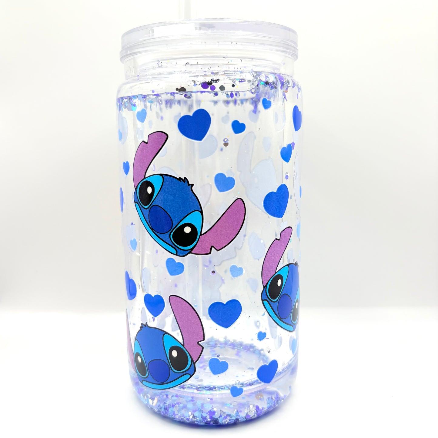 💙 TUMBLER PAILLETÉ – STITCH & LILO BLEU LOVE EDITION