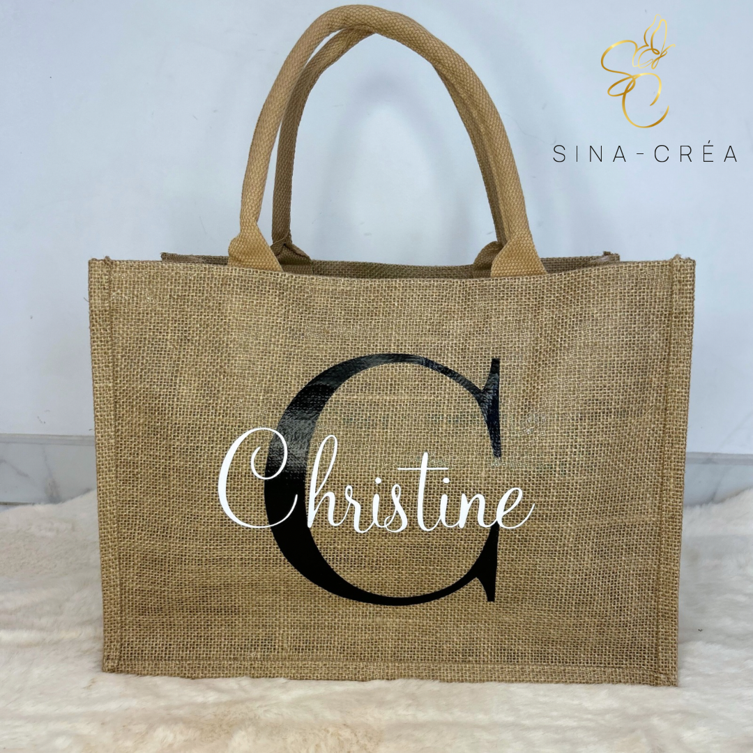 Grand Cabas personnalisé avec initiale et prénom
