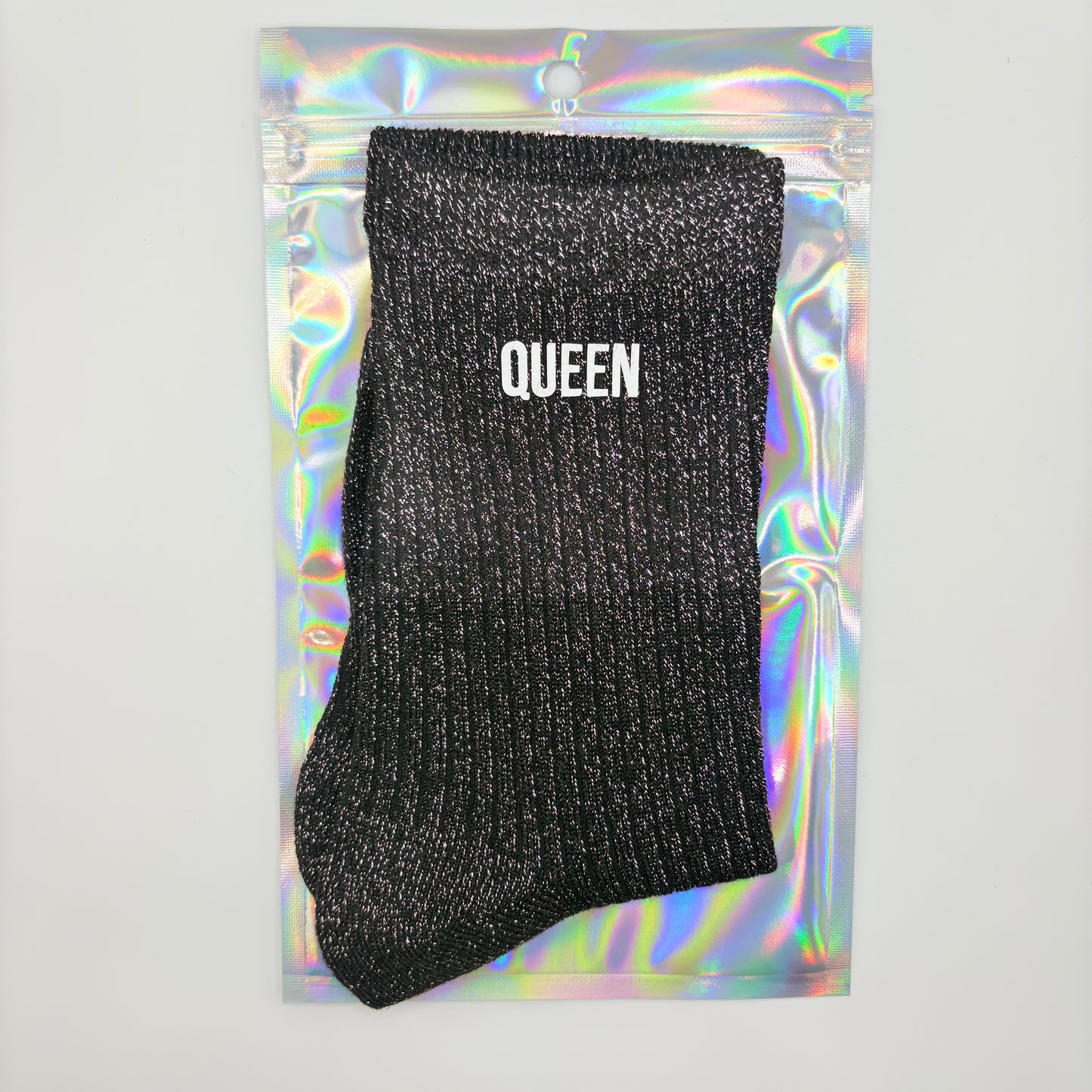 🧦 Chaussettes pailletées – Queen 👑✨