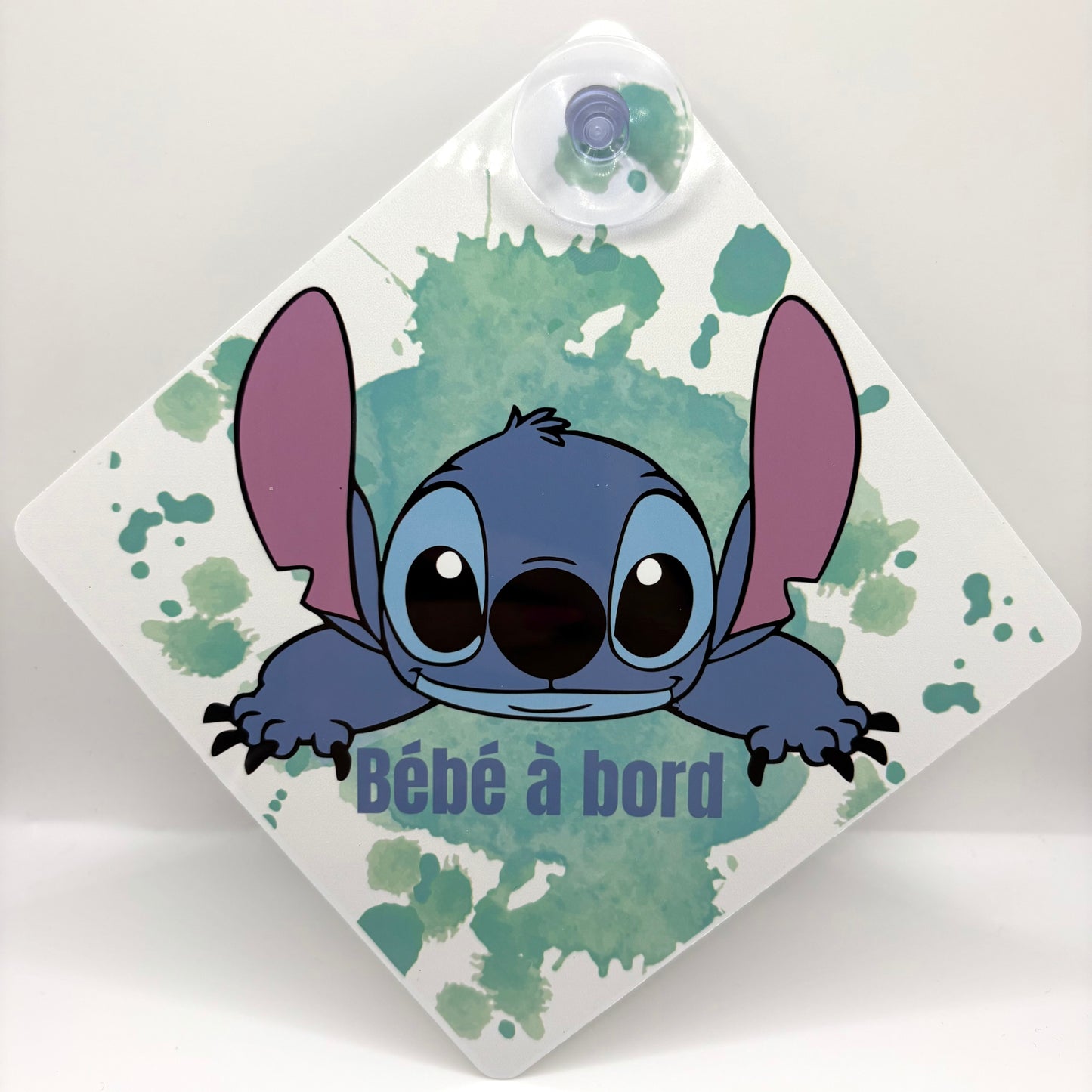 Plaque "Bébé à Bord" – Stitch | Ventouse Voiture