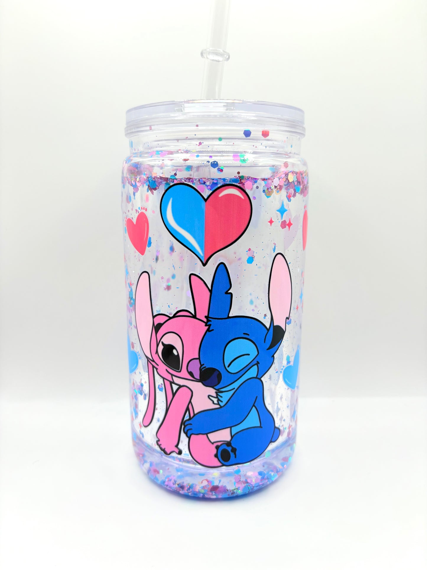 đ TUMBLER PAILLETĂ â STITCH & ANGEL LOVE
