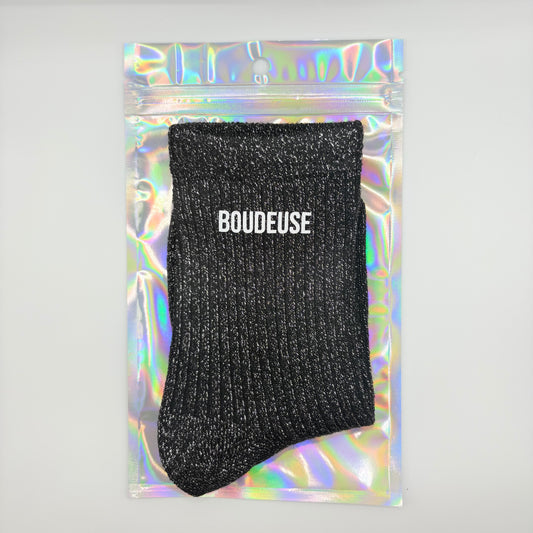 🧦 Chaussettes pailletées – Boudeuse 😒✨