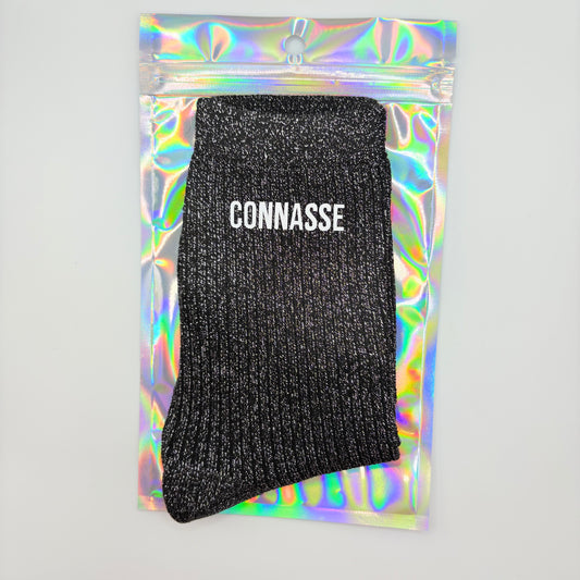 🧦 Chaussettes pailletées – Connasse 😏🖤
