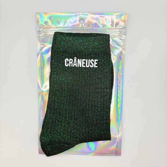 🧦 Chaussettes pailletées – Crâneuse 💋✨