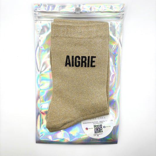 🧦 Chaussettes pailletées – Aigrie 🍋✨