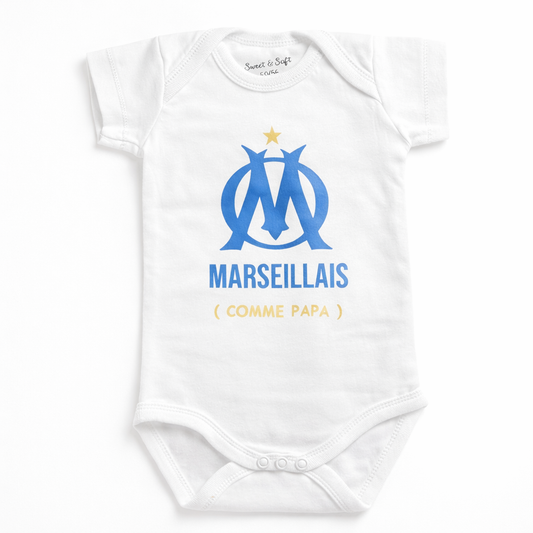 Body bébé Marseillais comme papa – Body bébé supporter OM