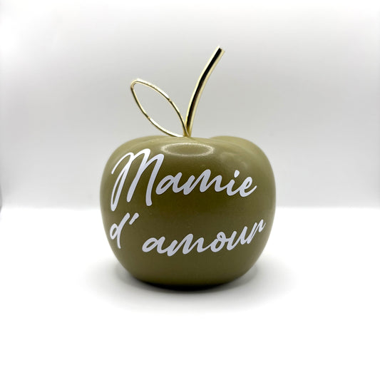 Pomme décorative « Mamie d’amour » en céramique – 7,5 cm