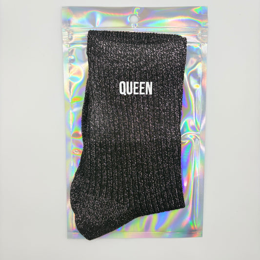 🧦 Chaussettes pailletées – Queen 👑✨