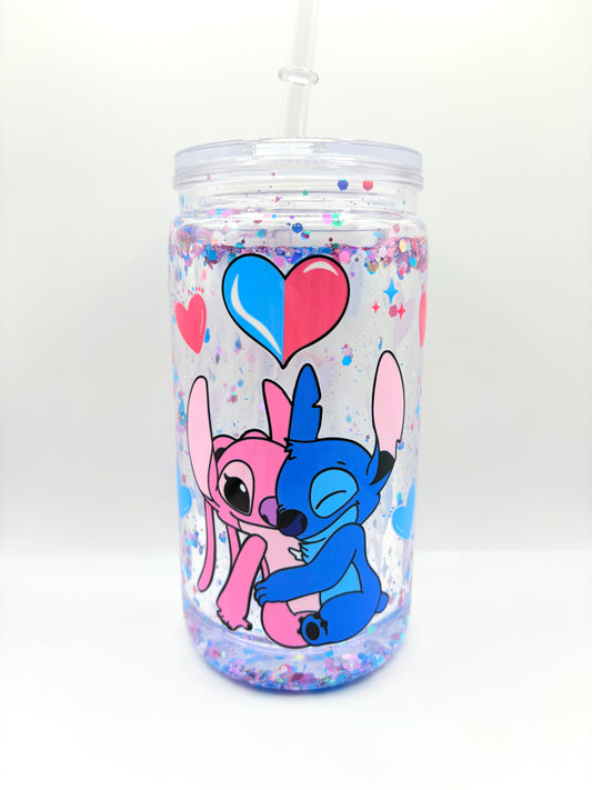 💙 TUMBLER PAILLETÉ – STITCH &amp; ANGEL LOVE