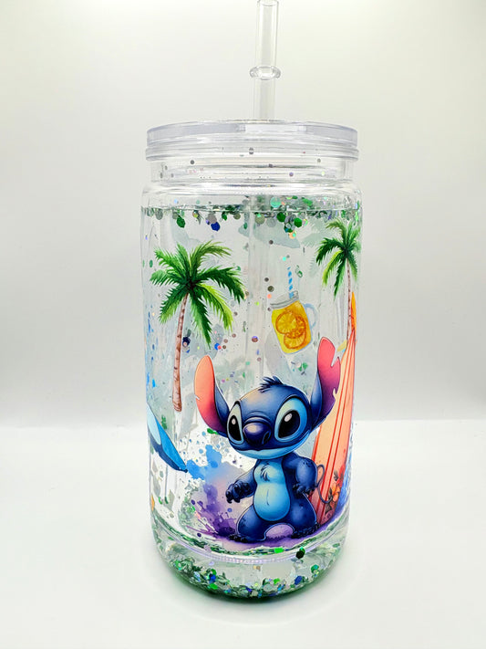 💚 TUMBLER PAILLETÉ – STITCH VERT